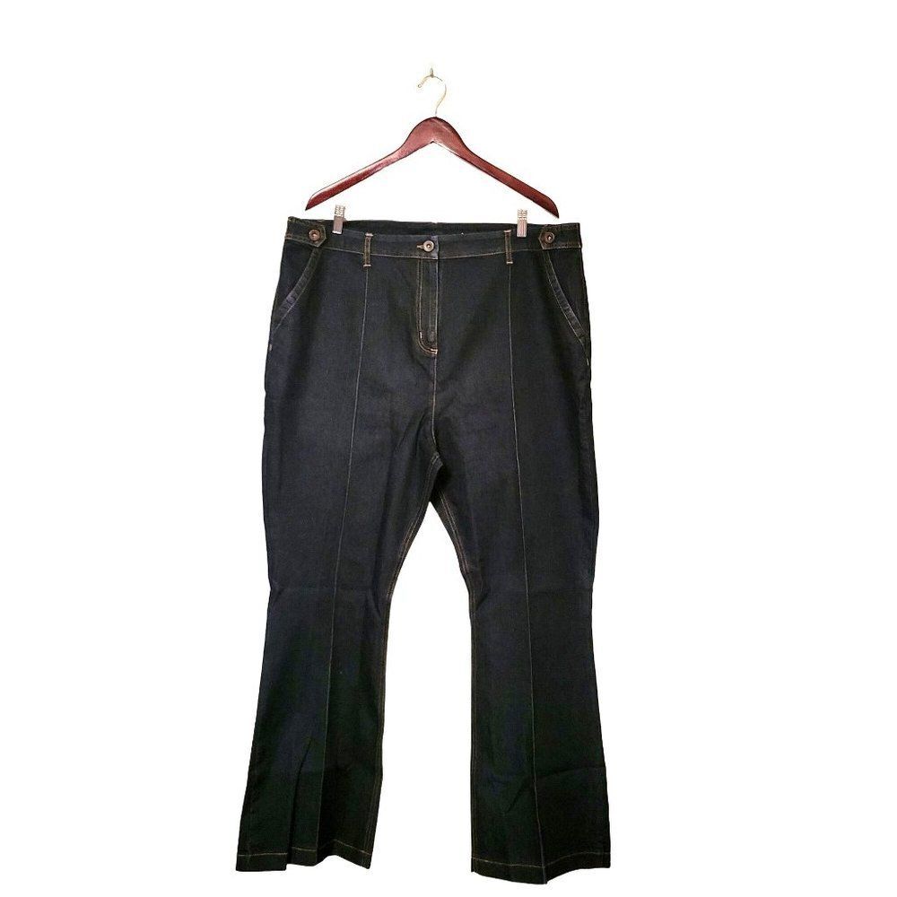 Anthology Denim Womens Pants Blue 20 Plus Size Wide Leg Front Seam Dark Rinse